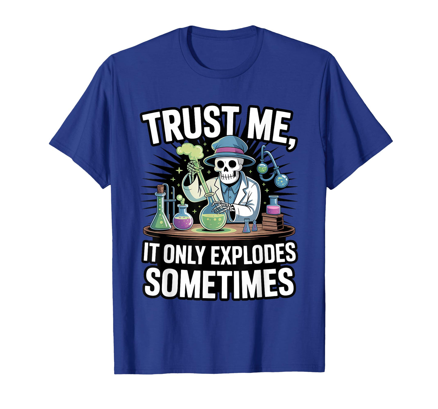 Skeleton Scientist Halloween Spooky Funny Lab T-Shirt