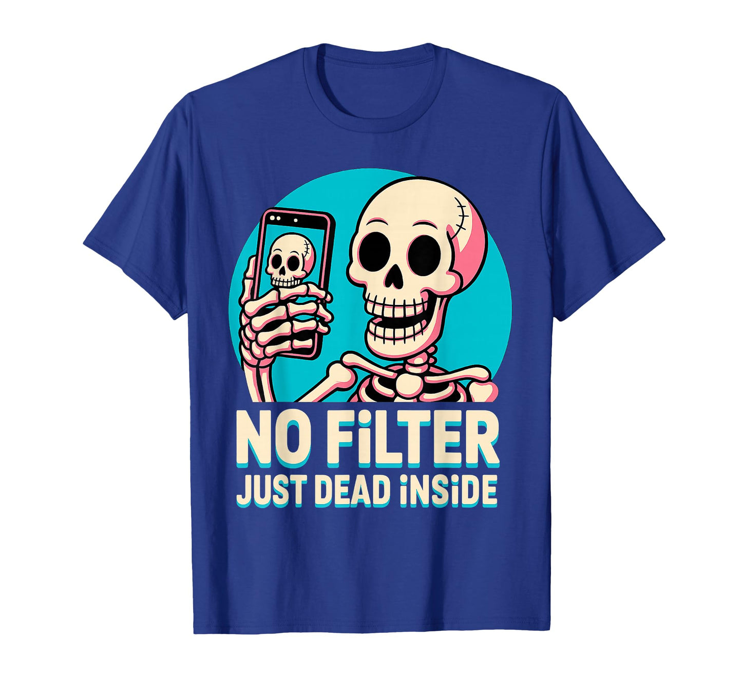 Undead Skeleton Selfie Dead Inside Retro Halloween Meme T-Shirt