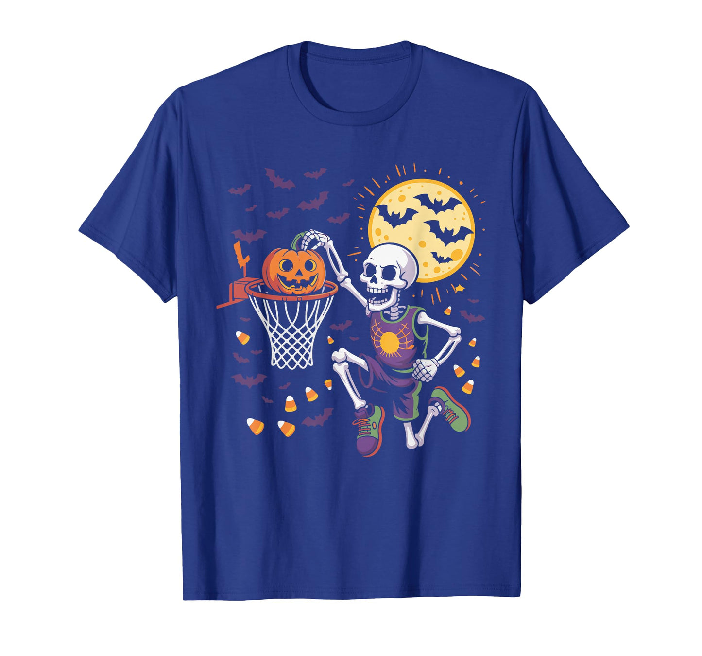 Skeleton Basketball Dunk Pumpkin Halloween Costume Men Kids T-Shirt
