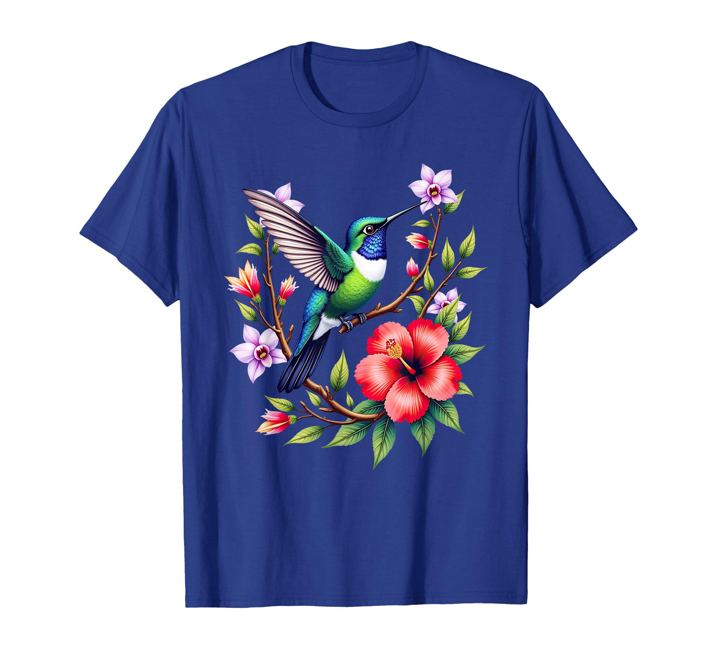 Hummingbird Lovers Colorful Floral Hummingbird T-Shirt