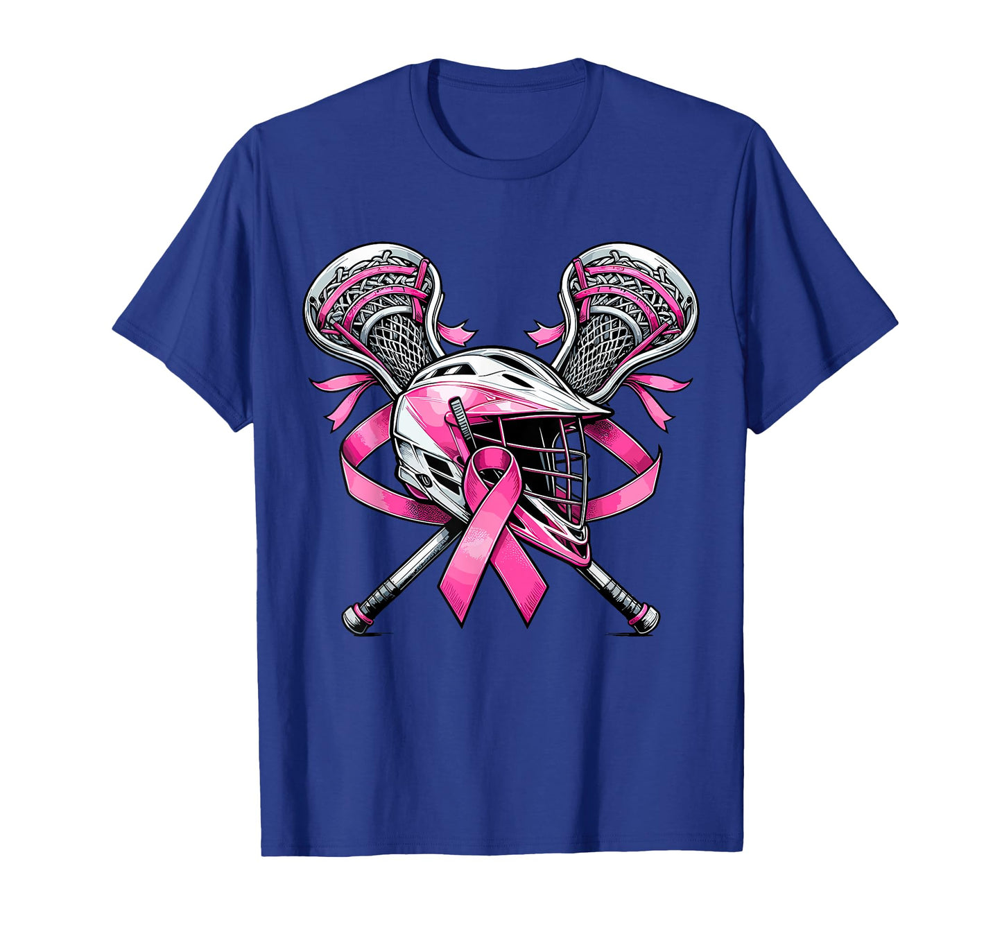 Lacrosse Pink Ribbon Breast Cancer Awareness Sport Lover T-Shirt