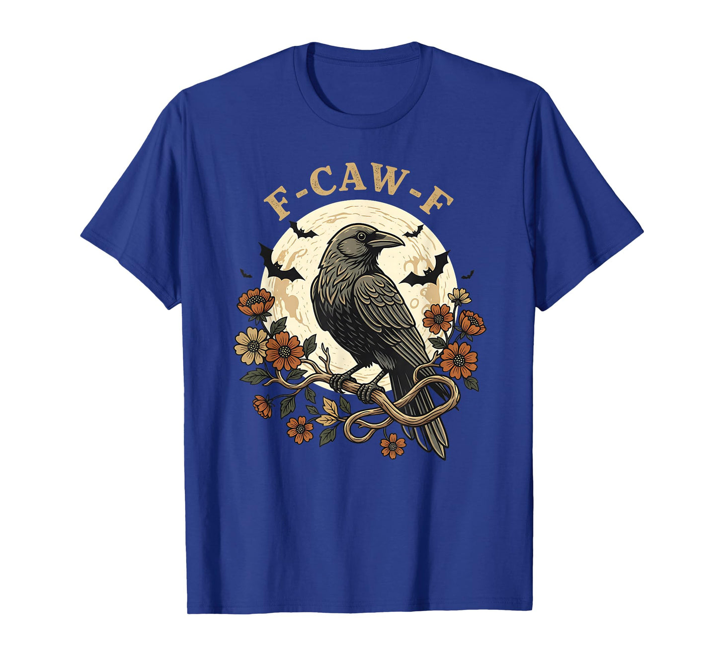 F Caw F Raven Crow Humor Gothic Bird Moon Bat Design T-Shirt