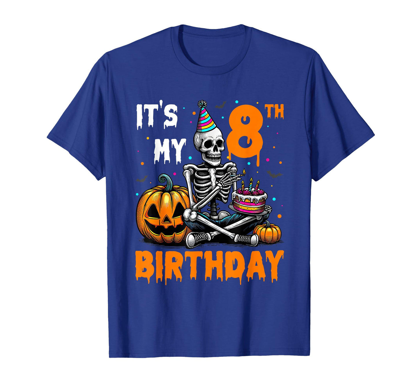 Skeleton 8th Birthday Halloween Party Kids 8 Years Gift T-Shirt