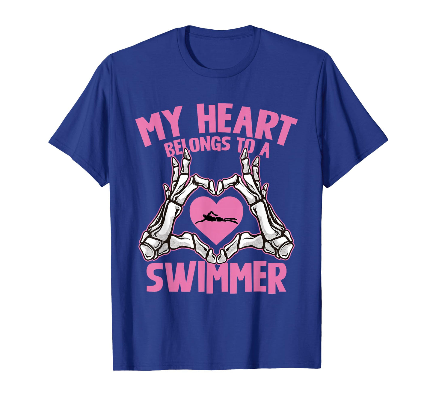 My Heart Belongs to A Swimmer Skeleton Hands T-Shirt
