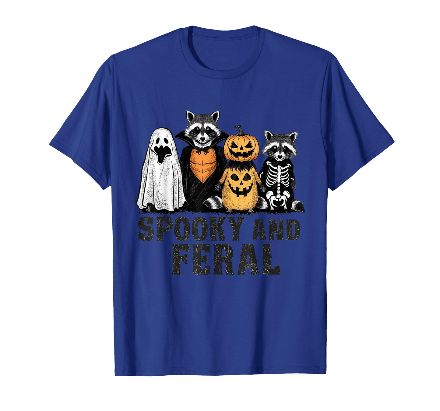 Spooky and Feral Raccoon Halloween Vintage Funny Costume T-Shirt