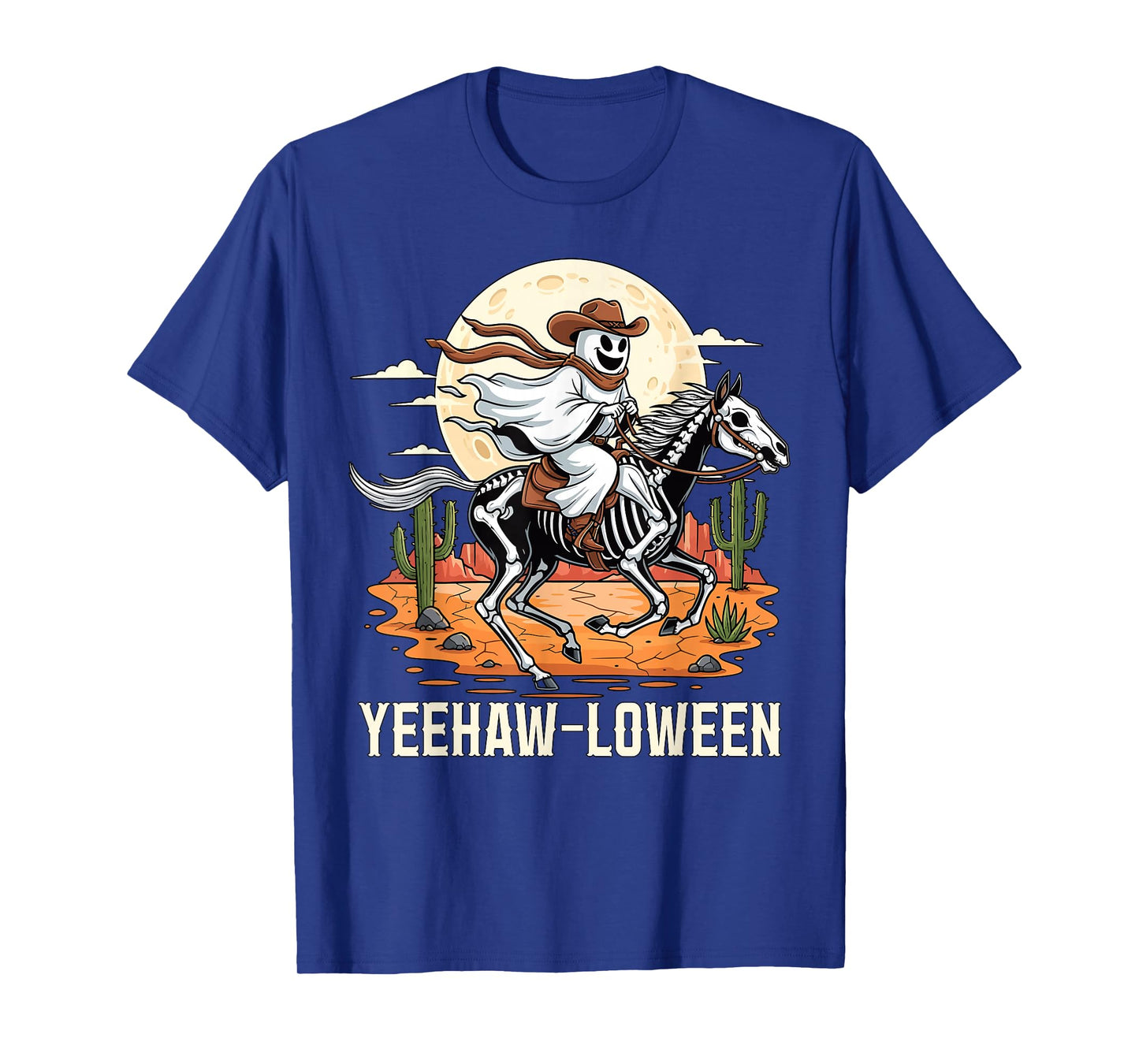 Yeehaw-Loween Ghost Halloween Cowboy T-Shirt