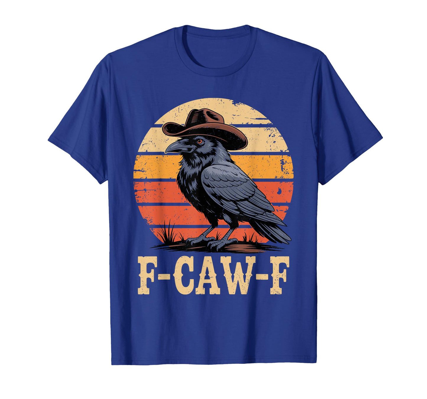 Funny F-Caw-F Crow Cowboy Western Retro Funny FCAWF Meme T-Shirt