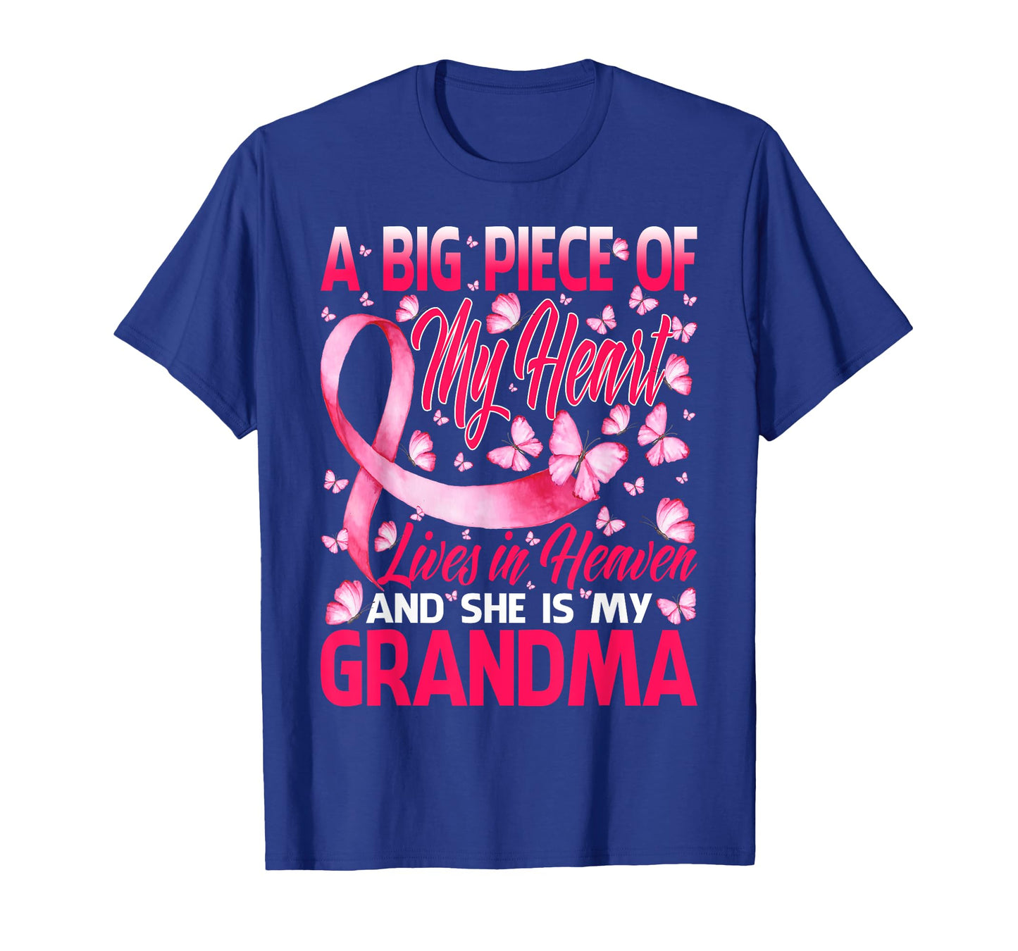 Grandma In Heaven Butterfly Breast Cancer Awareness T-Shirt