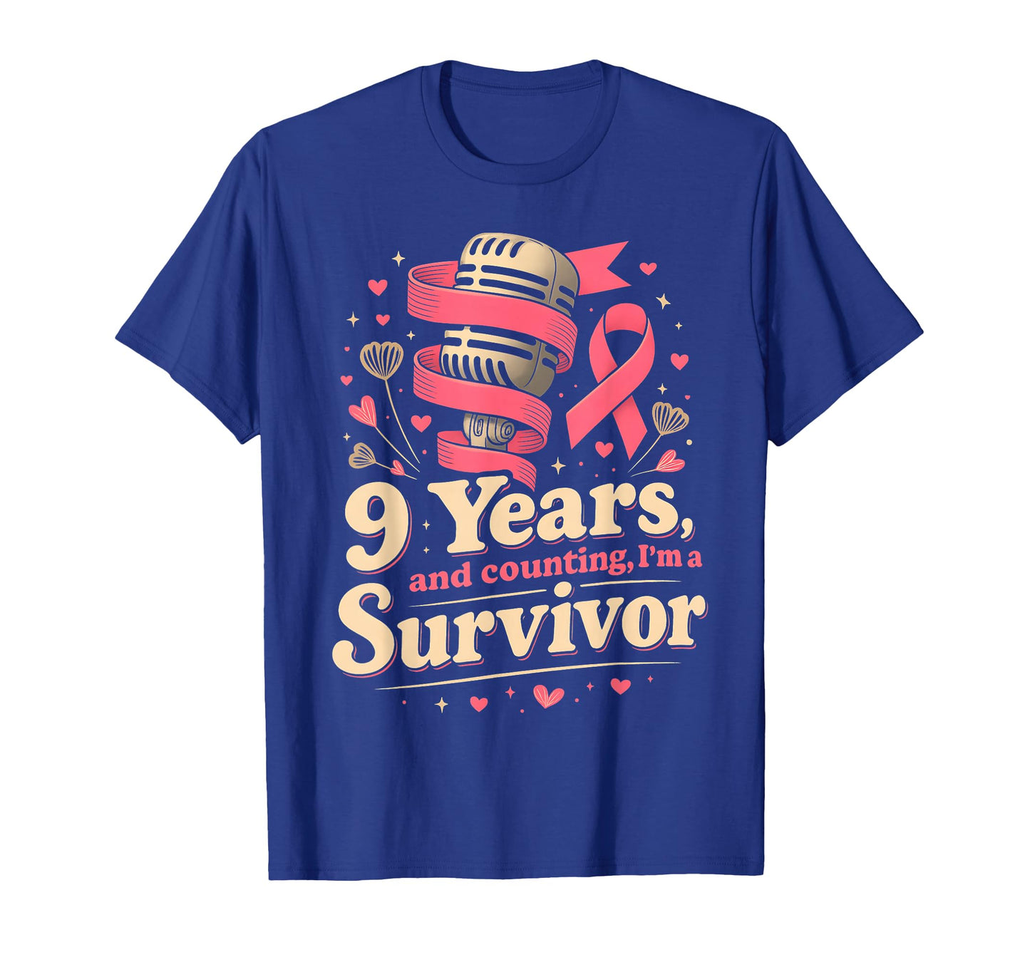 9 Year Breast Cancer Survivor Pink Ribbon Awareness T-Shirt