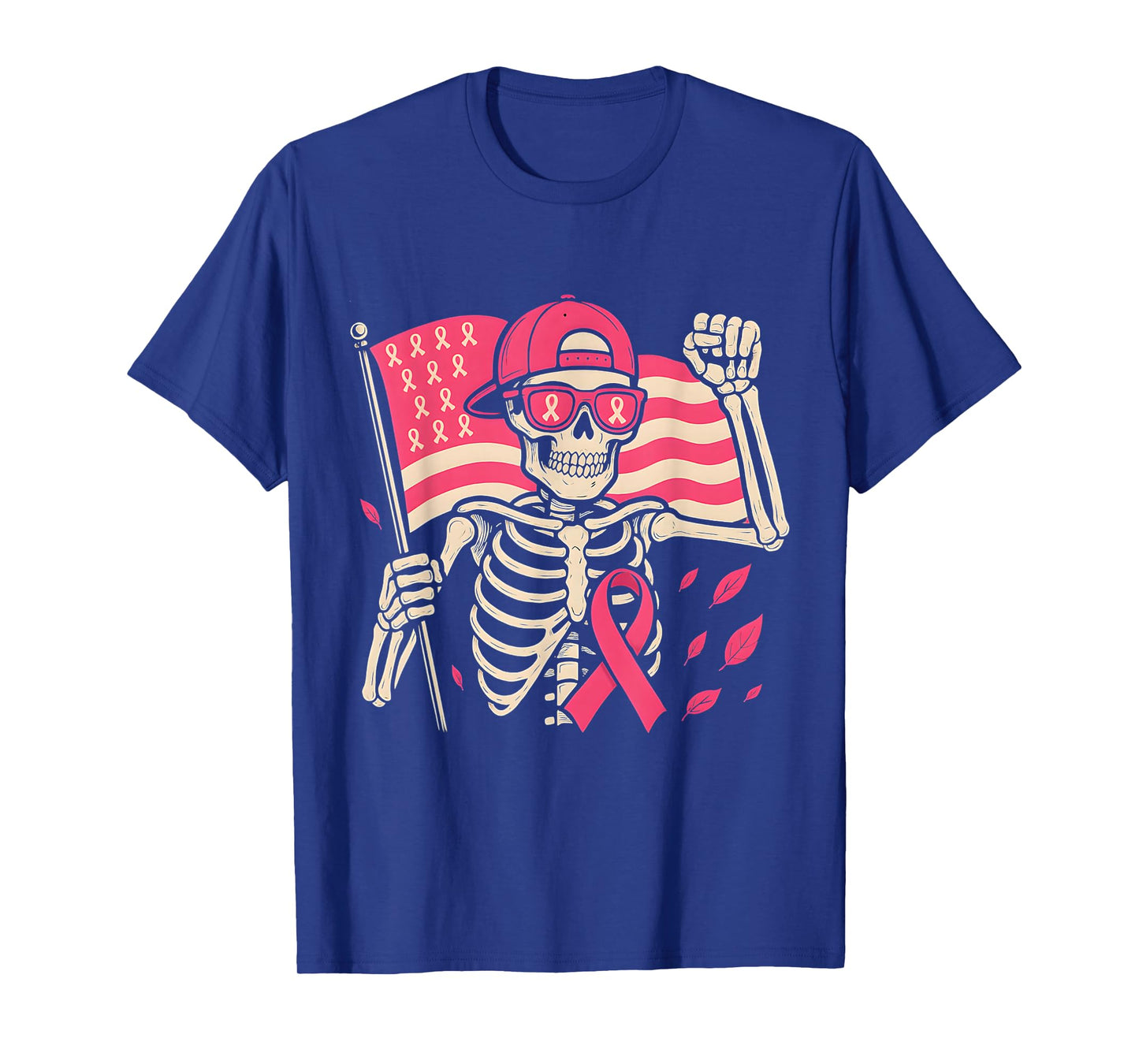 Halloween Skeleton Fight Pink Ribbon Breast Cancer Awareness T-Shirt