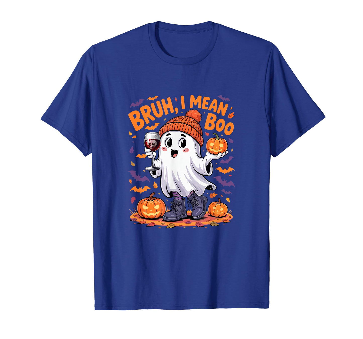 I Mean Boo Funny Joke Boo Ghost Drinking Wine Halloween T-Shirt