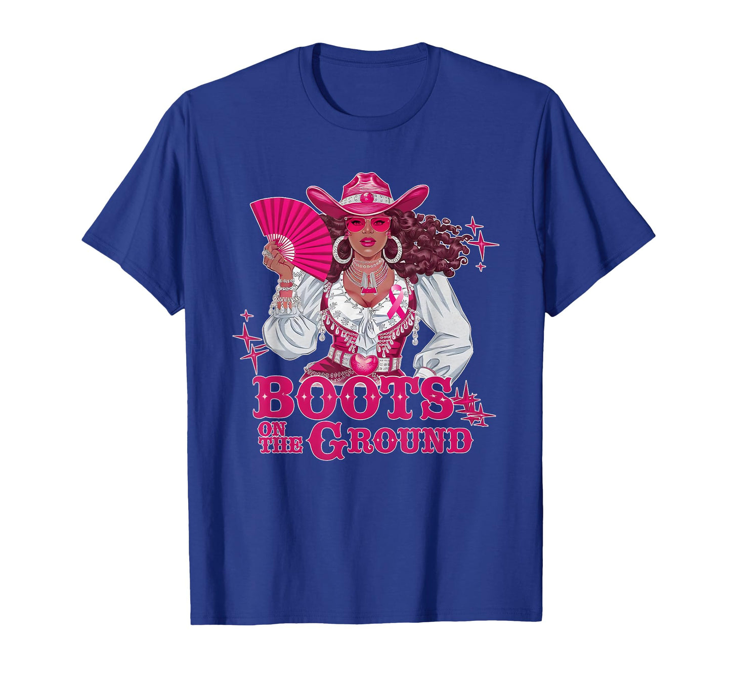 Boots On The Ground Pink Cowgirl Breast Cancer Western T-Shirt