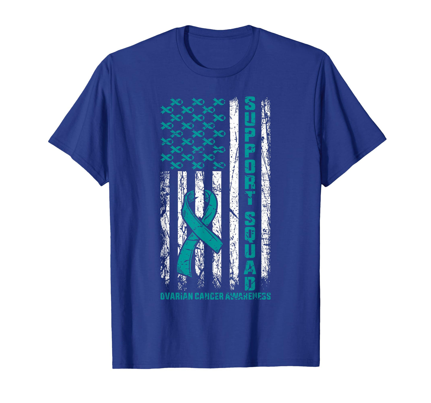 Ovarian Cancer Awareness Support Squadb Teal Ribbon Family T-Shirt