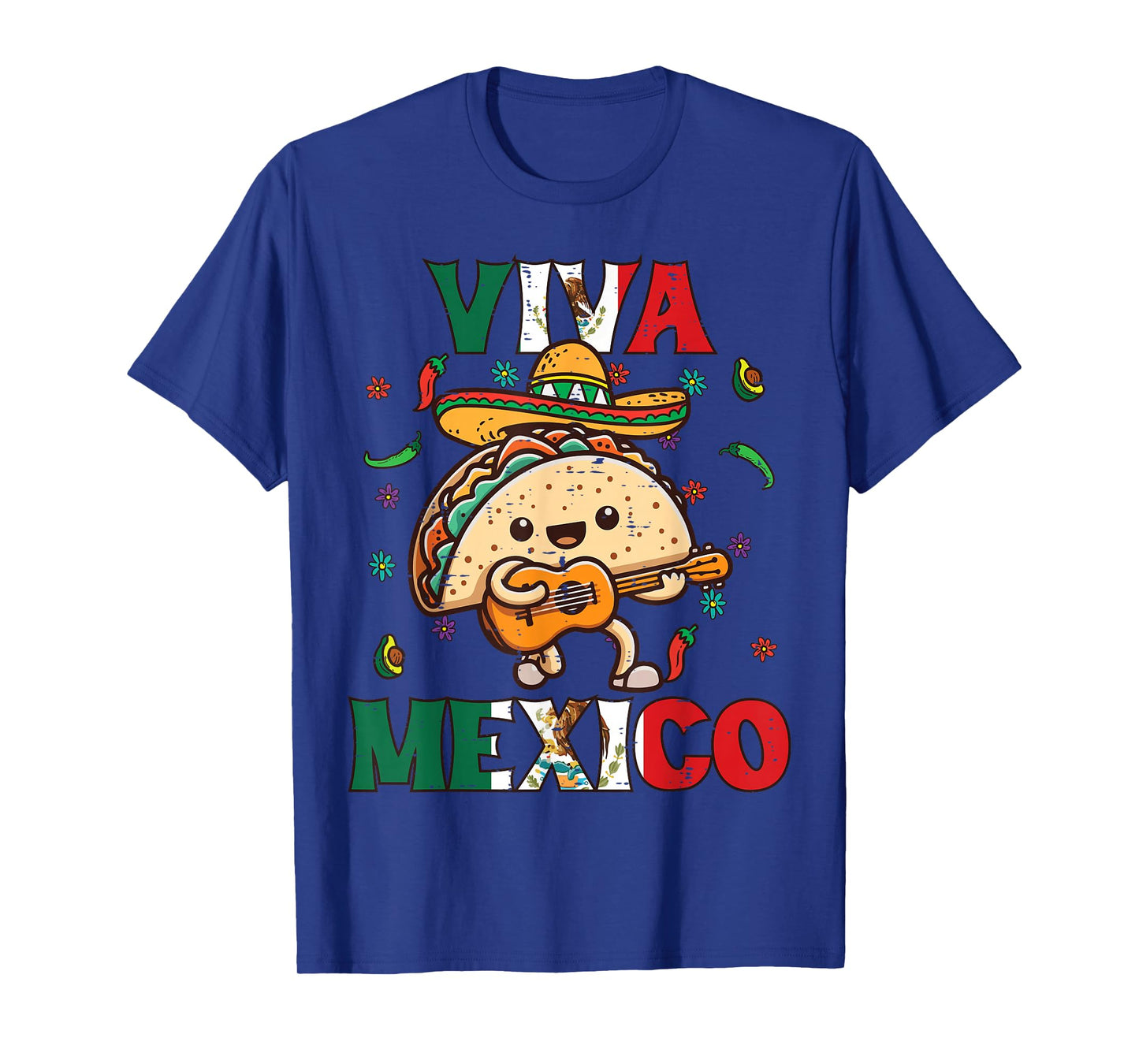 Viva Mexico Taco Guitar Mexican Cinco De Mayo Men Women Kids T-Shirt