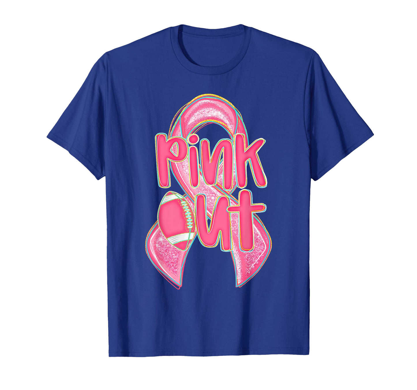 Cute Breast Cancer Pink Out Ribbon Awareness Month Football T-Shirt