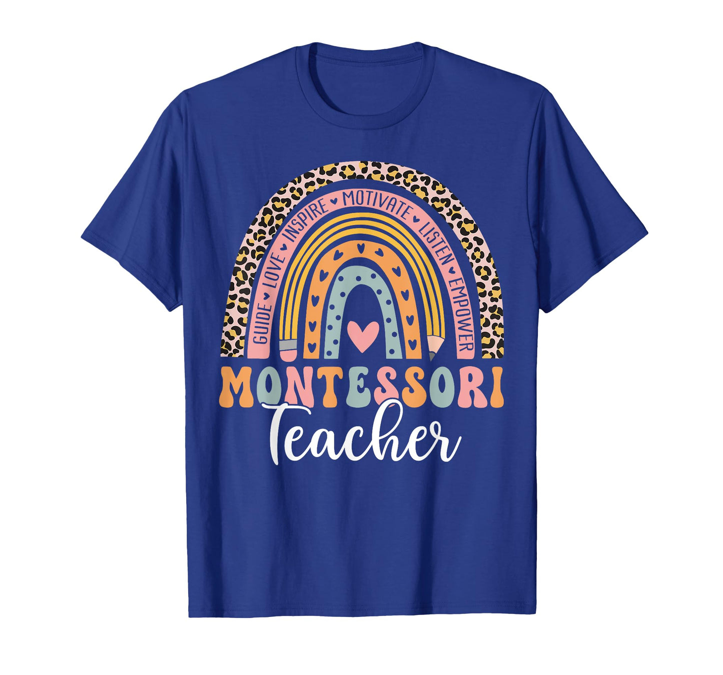 Montessori Teacher Rainbow Leopard Instructor Educator T-Shirt for Men Women
