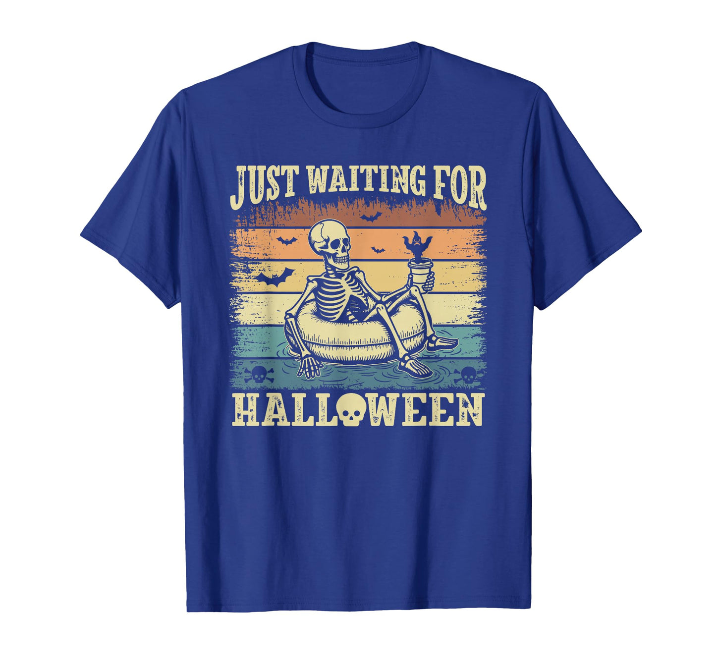Vintage Spooky Summer Skeleton Just Waiting for Halloween T-Shirt