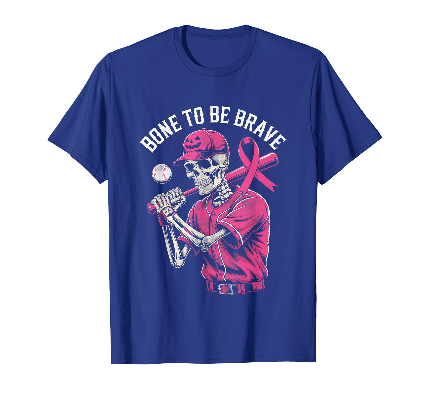 Baseball Skeleton Fighter Halloween Breast Cancer Awareness T-Shirt