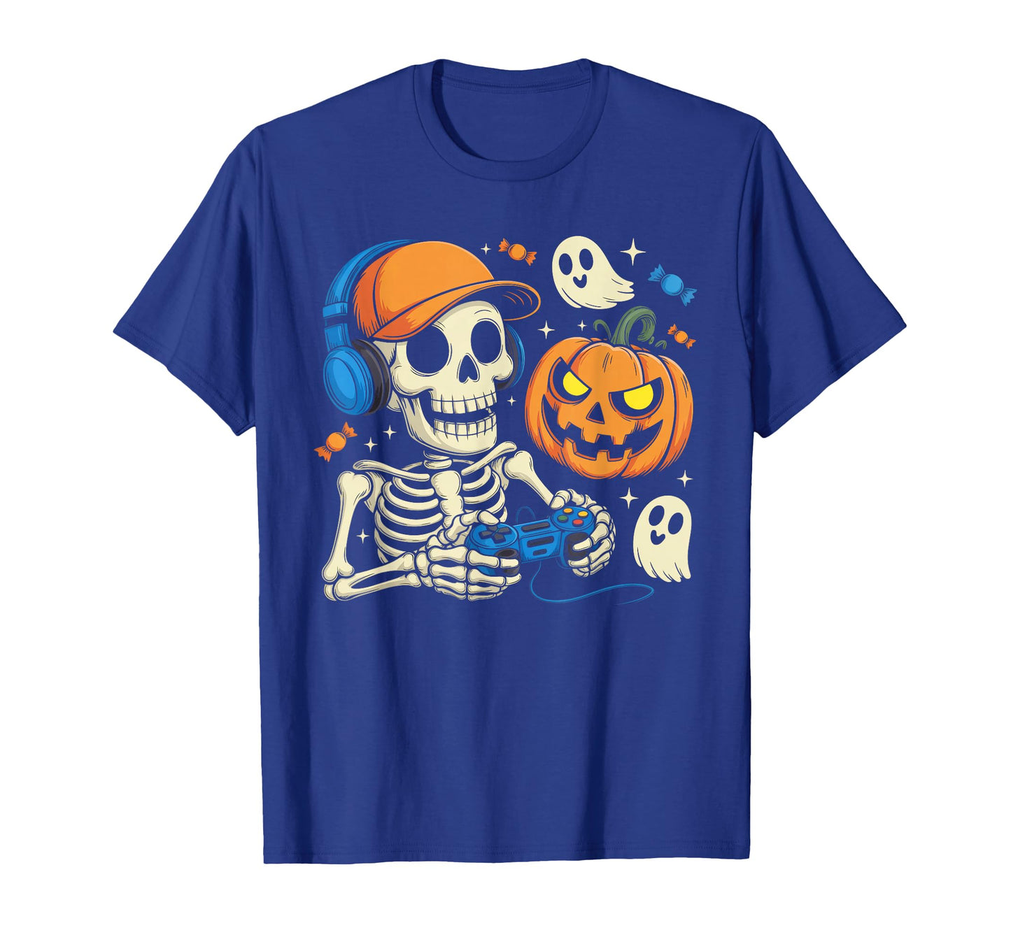 Halloween Shirts Cool Teen Boy Skeleton Gaming Men Halloween T-Shirt