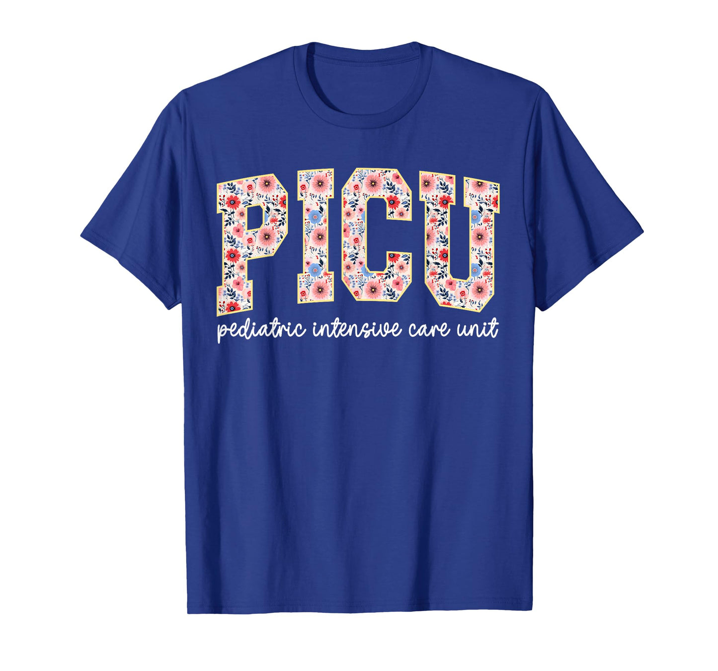 Retro Floral PICU Nurse Flower Pediatric ICU Nurse RN Nurse T-Shirt