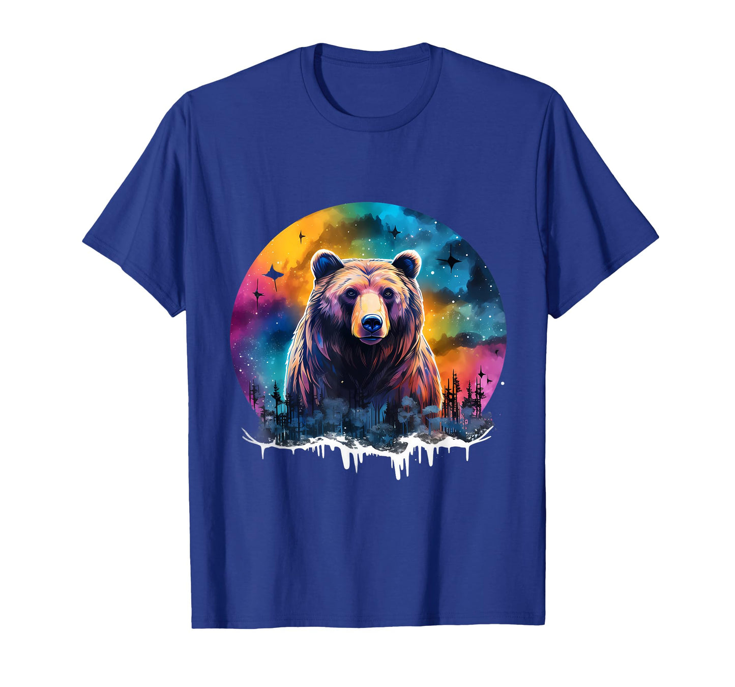 Bear Colorful Landscape Wildlife Motif Forest Animal Lovers T-Shirt