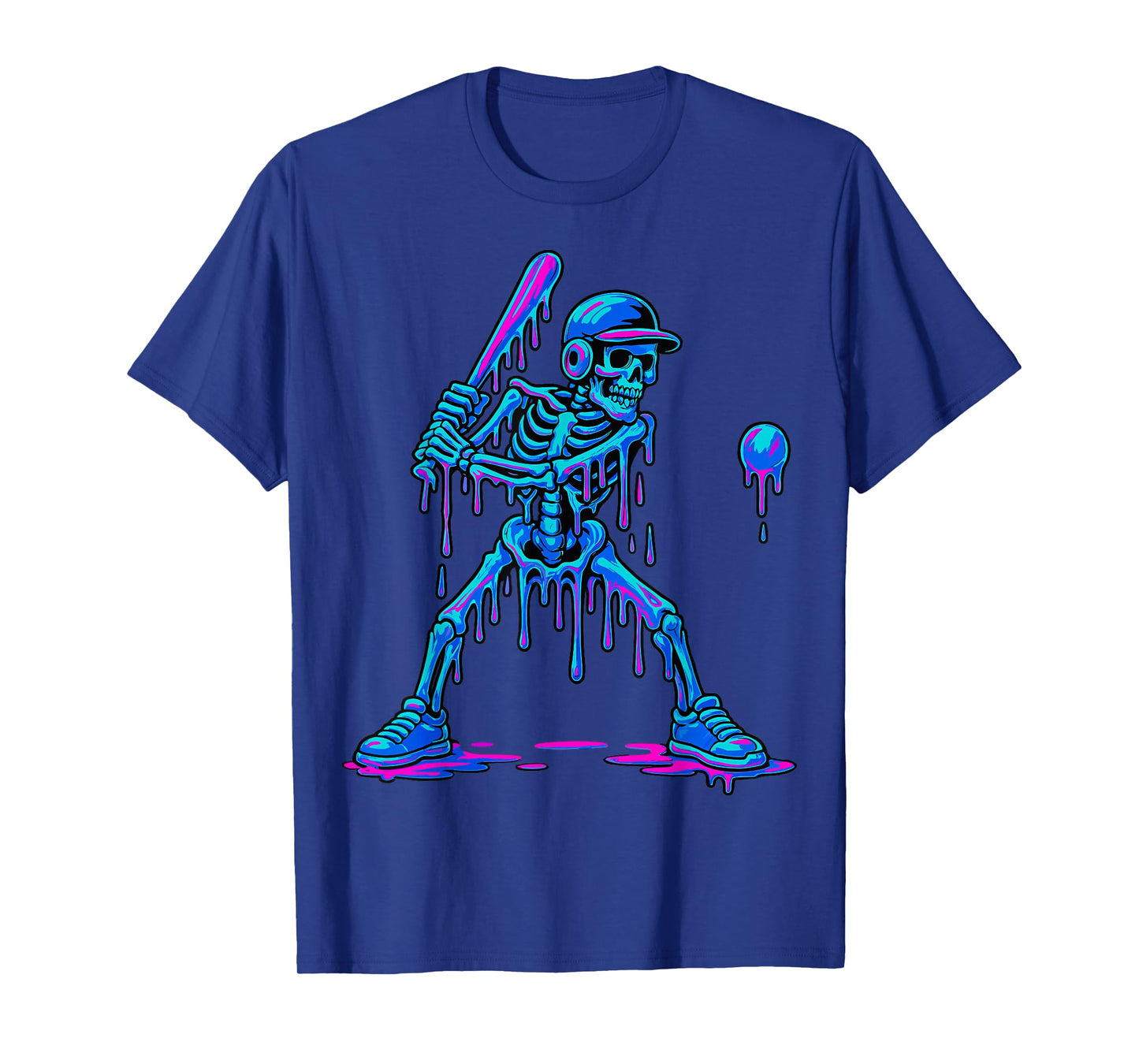 Halloween Drip Skeleton Batting Baseball Boys T-Shirt