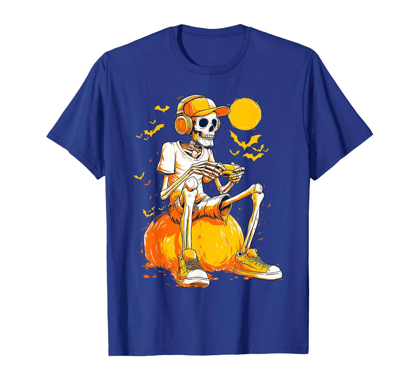 Skeleton Playing Video Game Halloween Gaming Gamer Boys Men T-Shirt