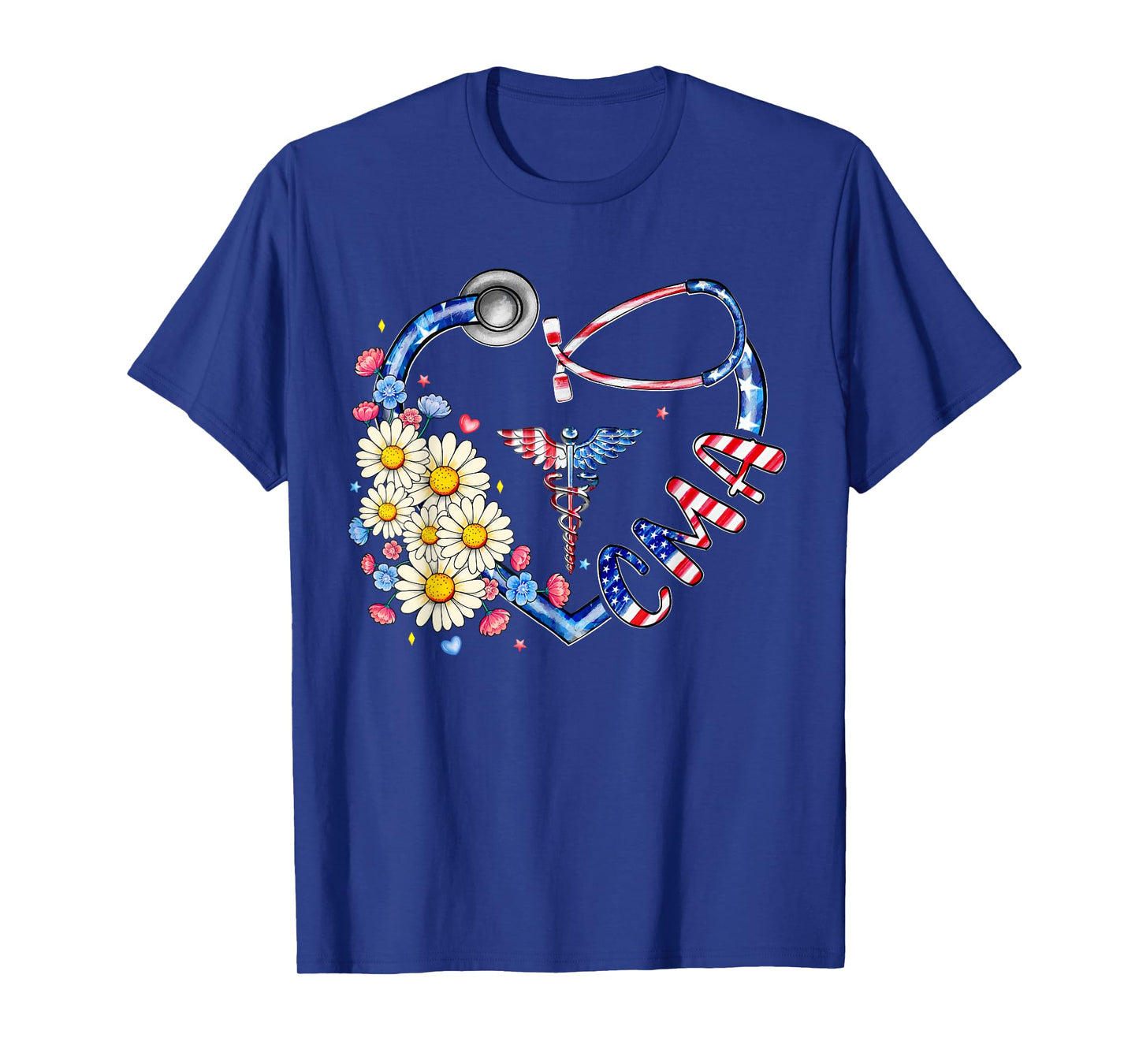 Certified Medical Assistant CMA 4th July American Flag Heart T-Shirt