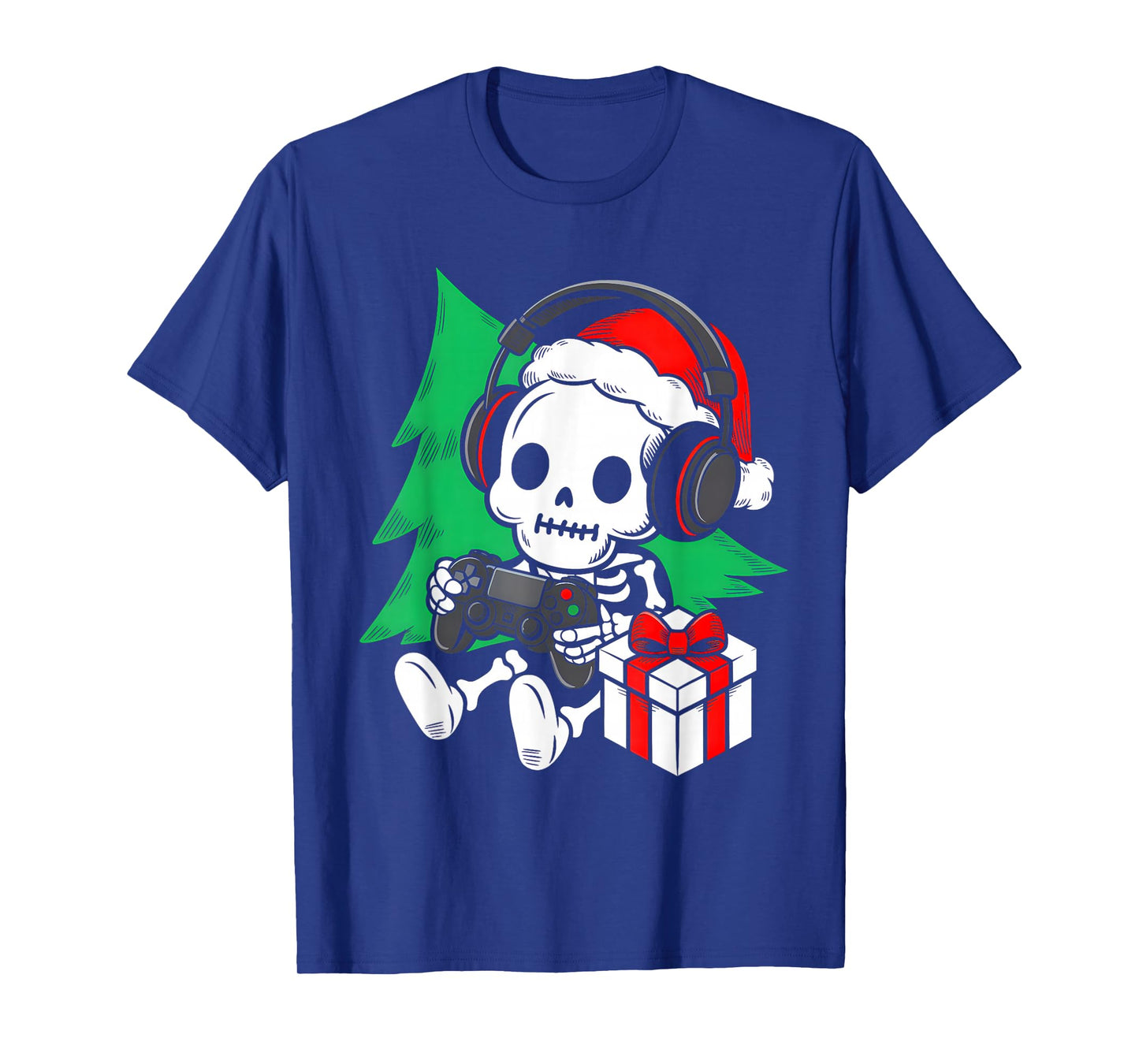 Funny Christmas Gamer Skeleton Xmas Gaming Men Boys Kids T-Shirt