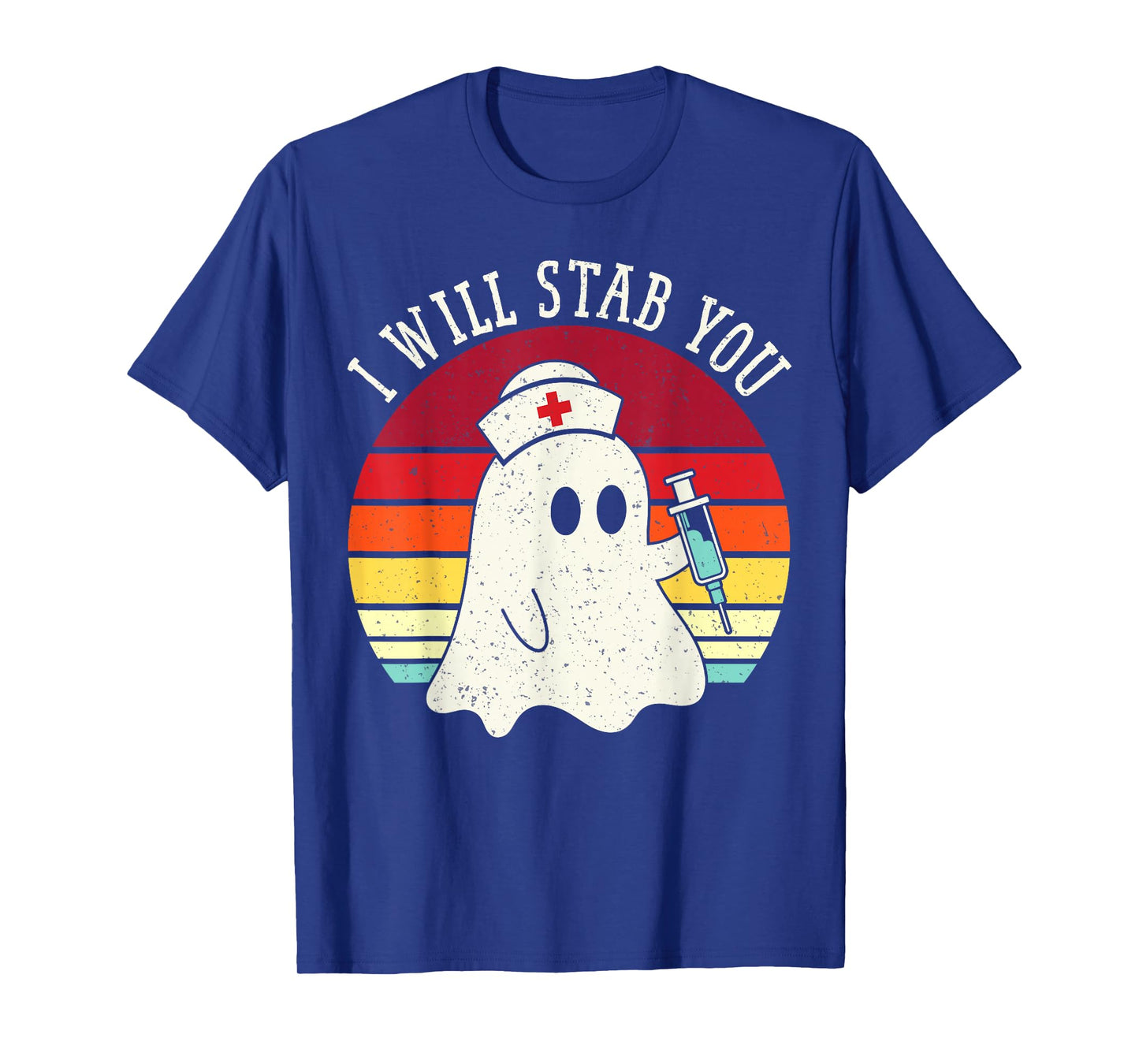 I Will Stab You Nurse Ghost Halloween Scrub Top Nursing T-Shirt