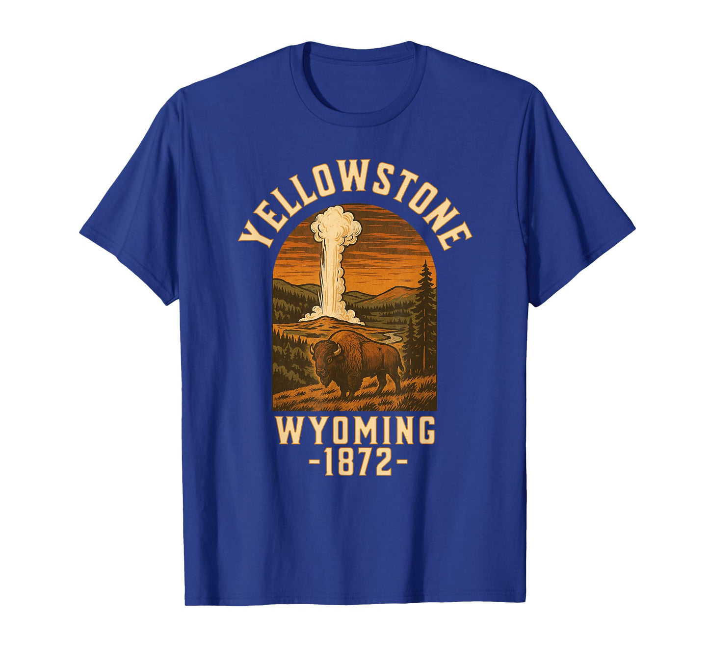 Retro Yellowstone Bison Poster National Park Travel Art T-Shirt