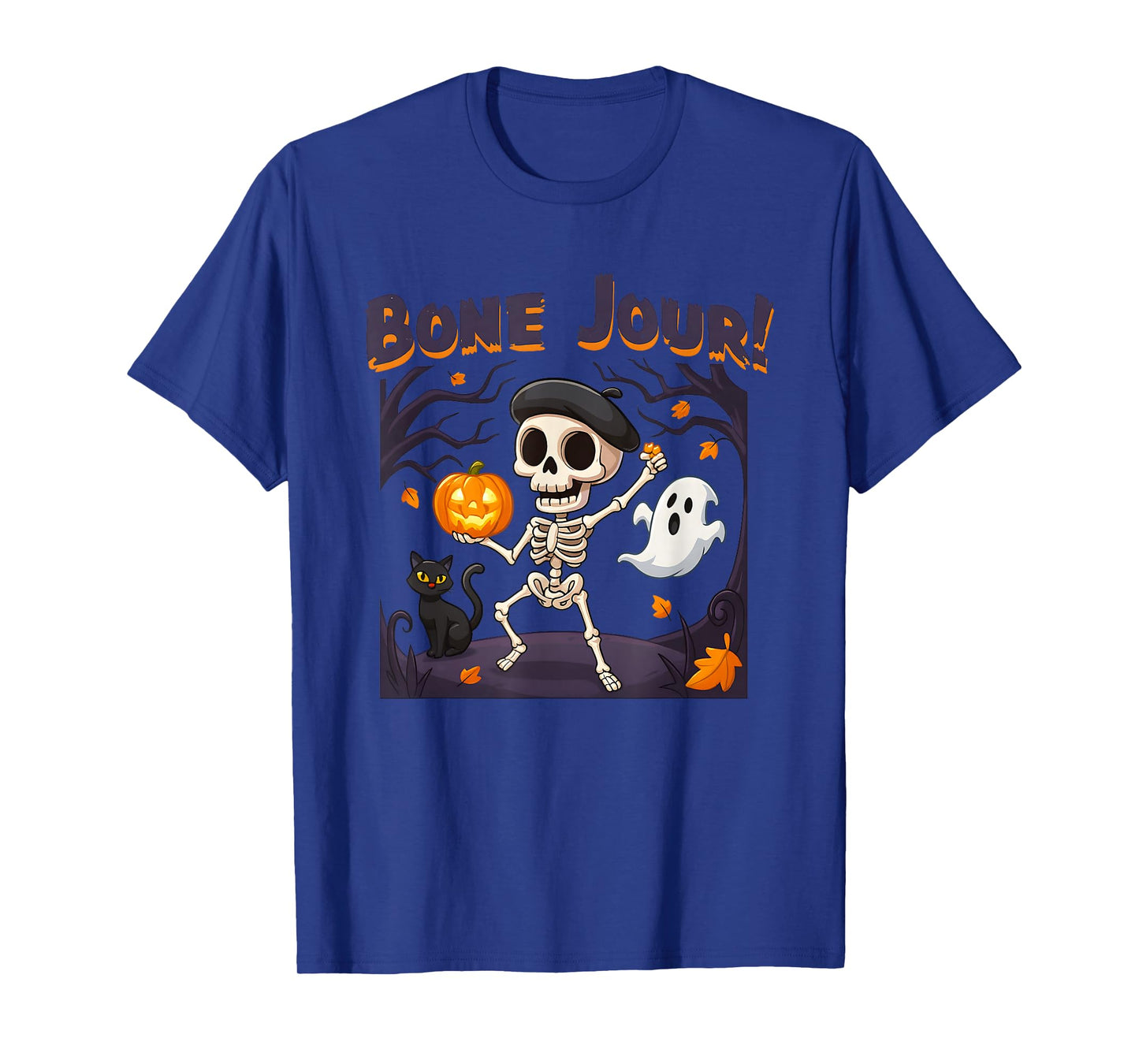 Bone Jour Skeleton Ghost Pumpkin Halloween T-Shirt