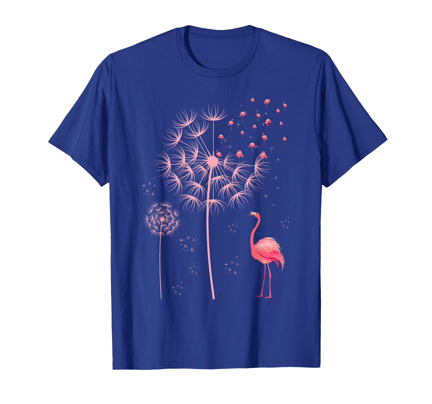 Flower Dandelion Exotic Animal Tropical Bird Pink Flamingo T-Shirt