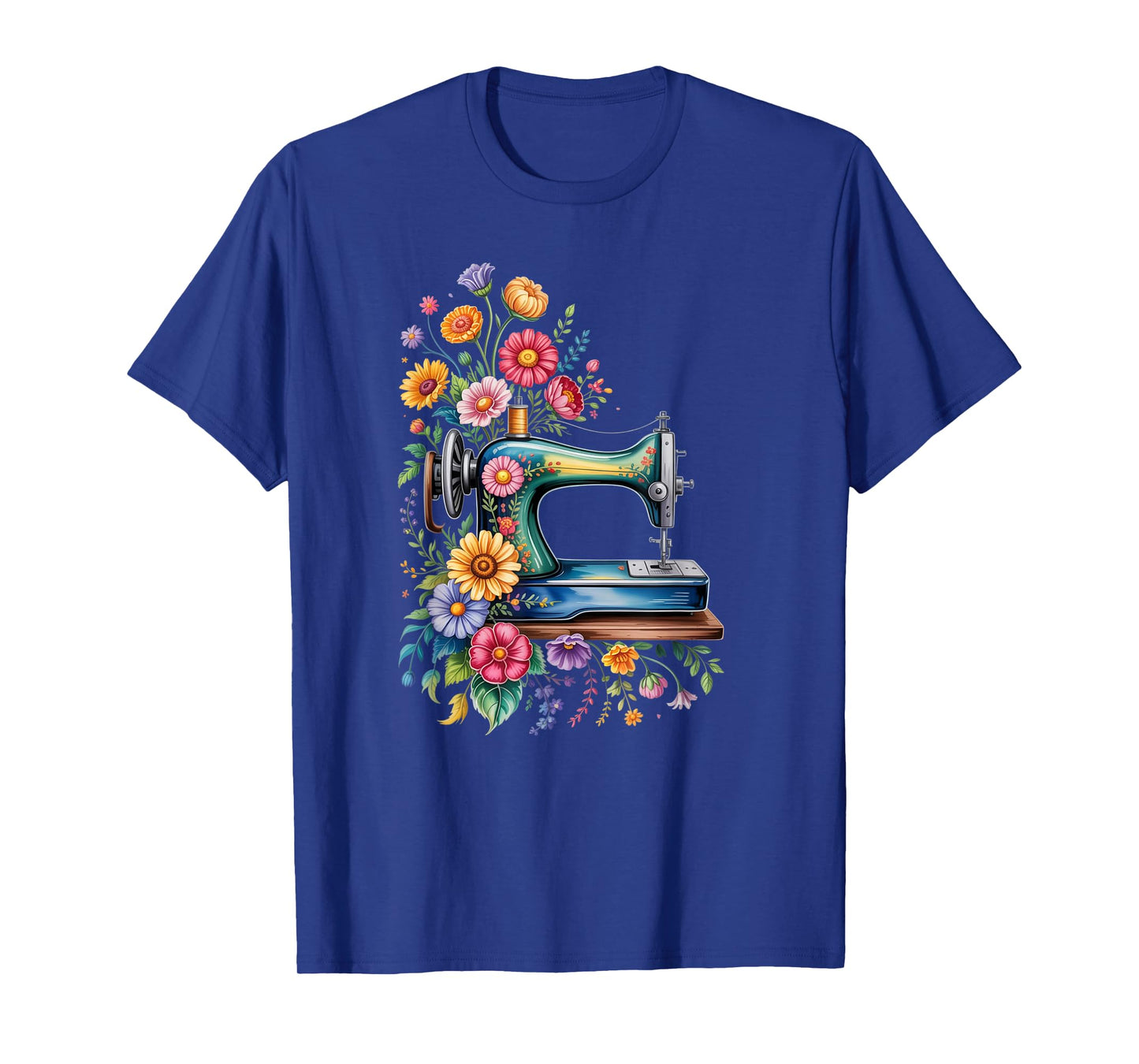 Vintage Sewing Machine with Floral Bloom Quilters Crafters T-Shirt