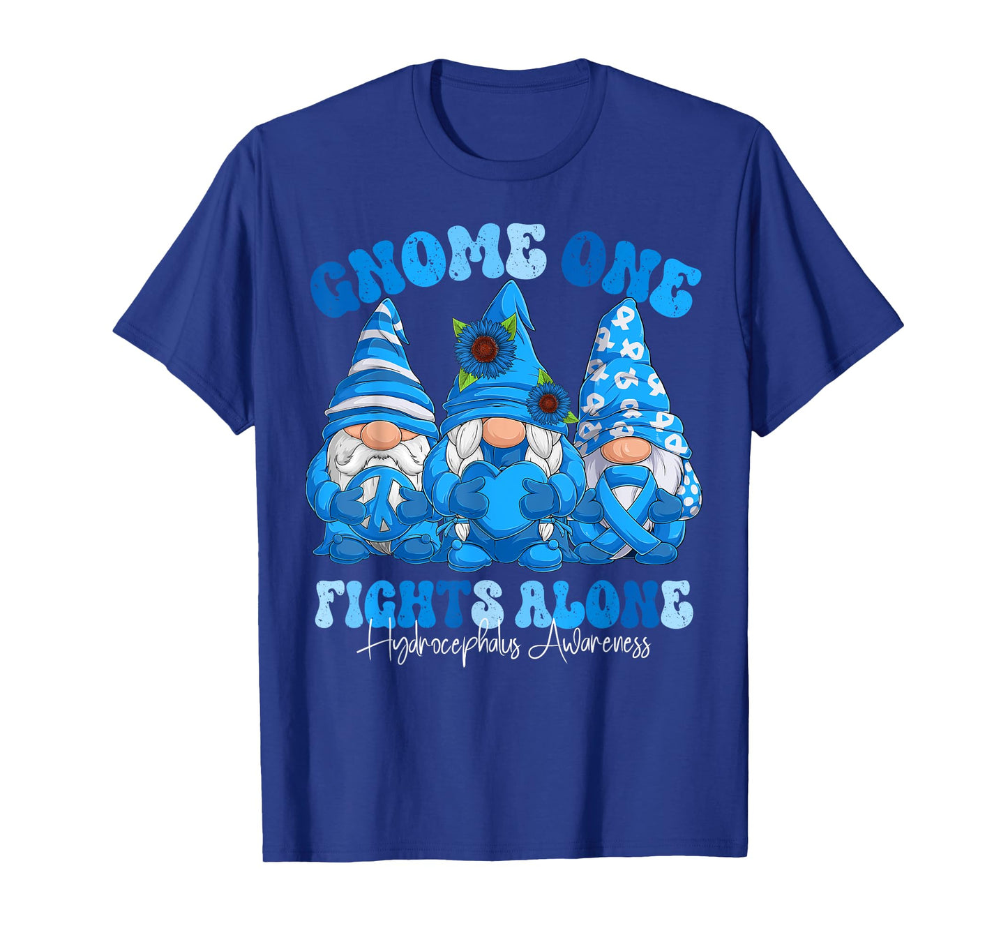 Hydrocephalus Awareness Month Blue Ribbon Gnomies T-Shirt