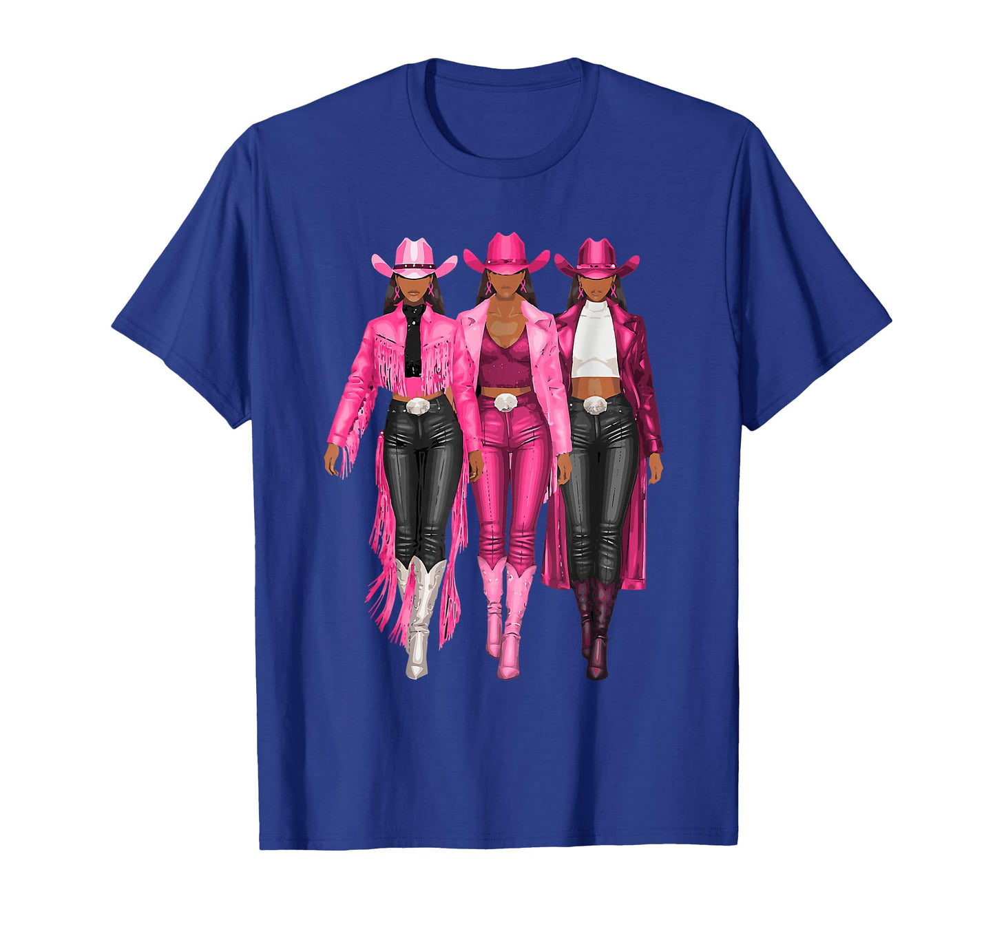 Western Black Women Cowgirl Pink Breast Cancer Awareness T-Shirt