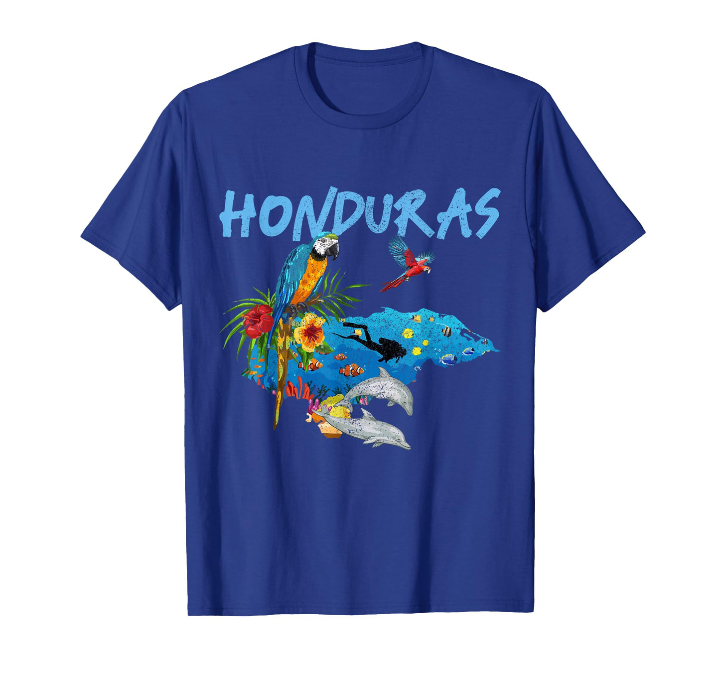 Honduras Map Nature Parrot Diving Souvenir Pride T-Shirt