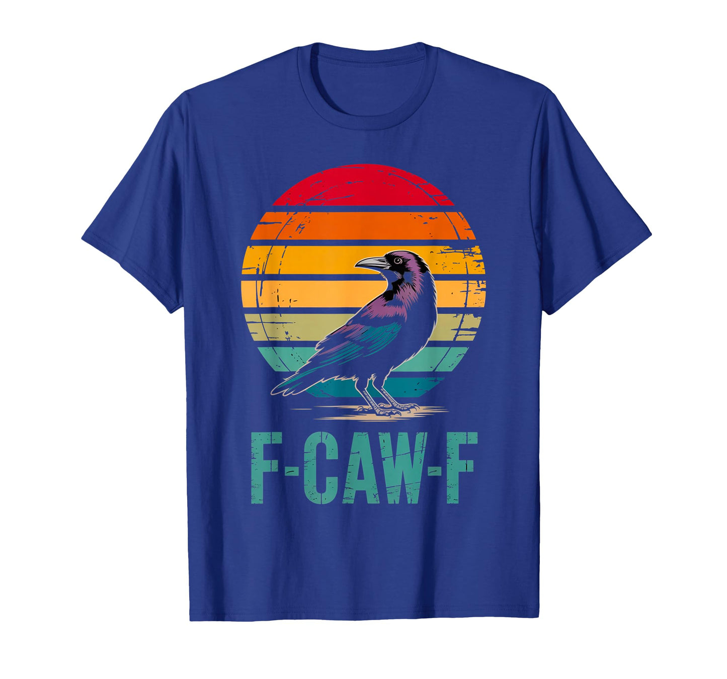 Black F-Caw-F Crow Bird Retro Sunset Vintage T-Shirt
