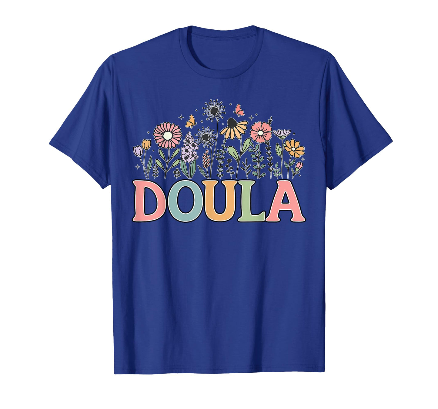 Doula Retro Wildflower Midwife Baby Catcher Home Birth Doula T-Shirt