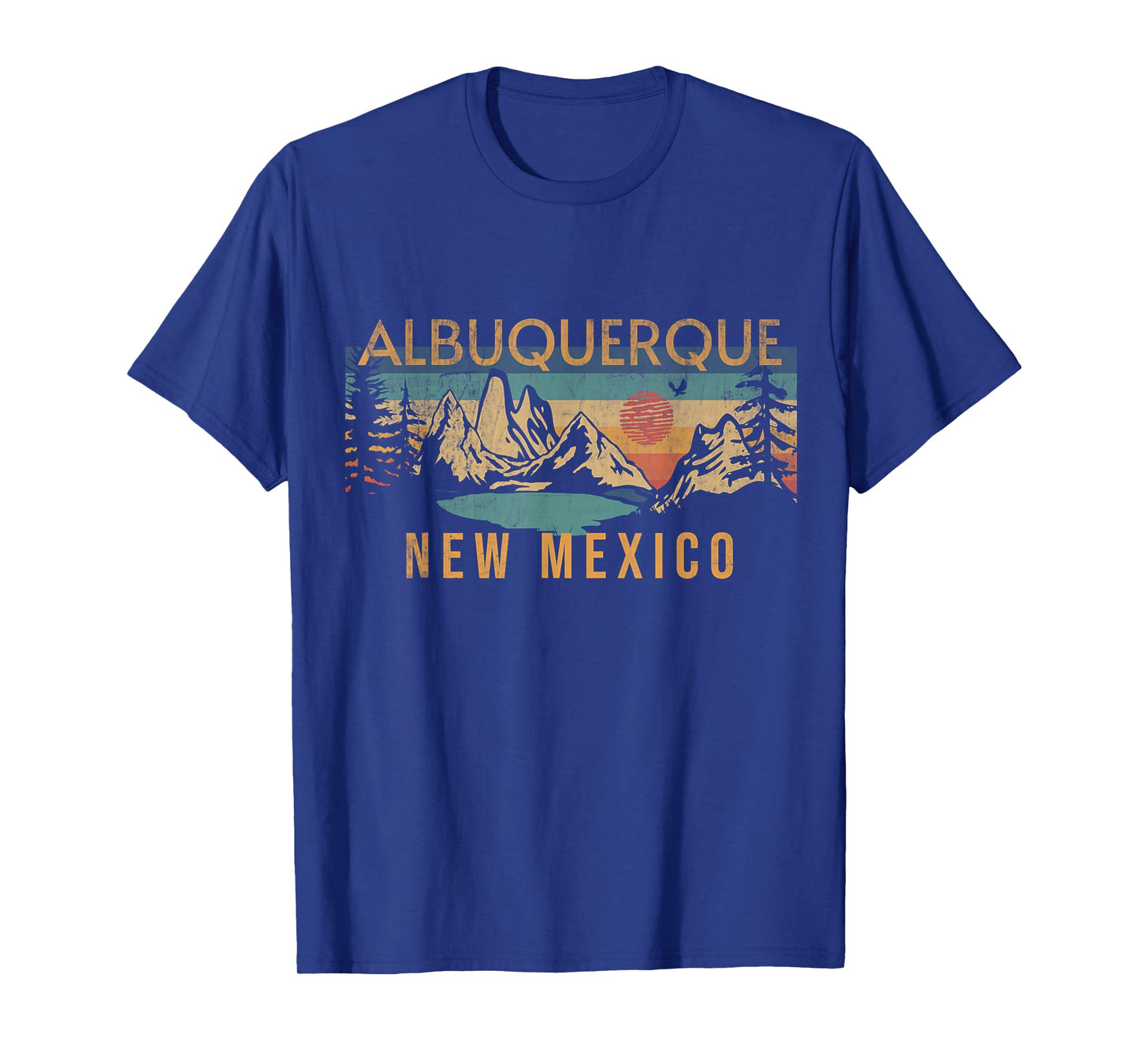 Albuquerque New Mexico USA Outdoor Vintage Albuquerque T-Shirt Blue Crew Neck Short Sleeve Classic Fit Unisex-Adults, Kids S