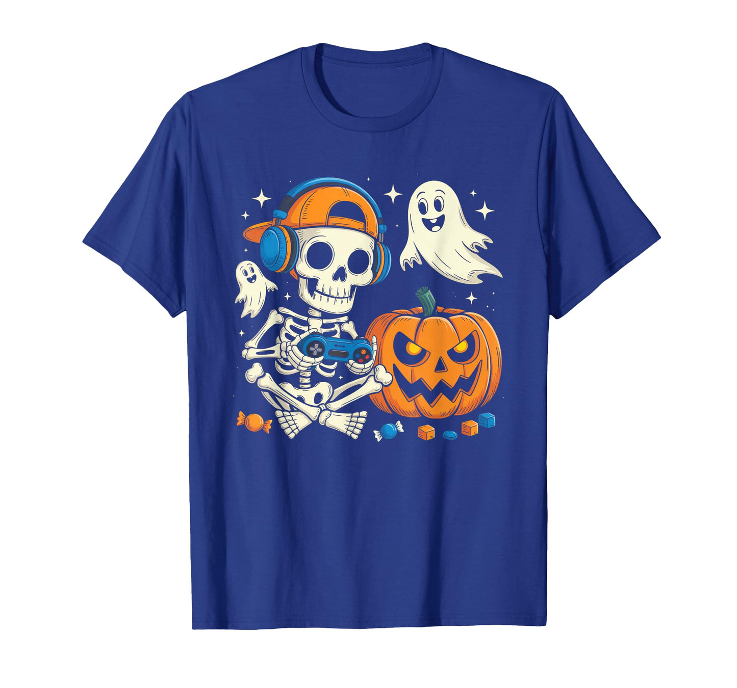 Halloween Shirts Cool Teen Boy Skeleton Gaming Men Halloween T-Shirt