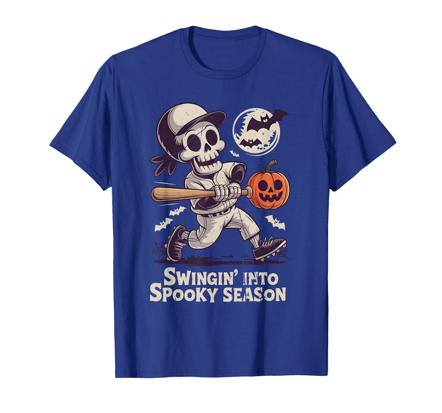Halloween Skeleton Baseball Spooky Season Men Boys Kids T-Shirt
