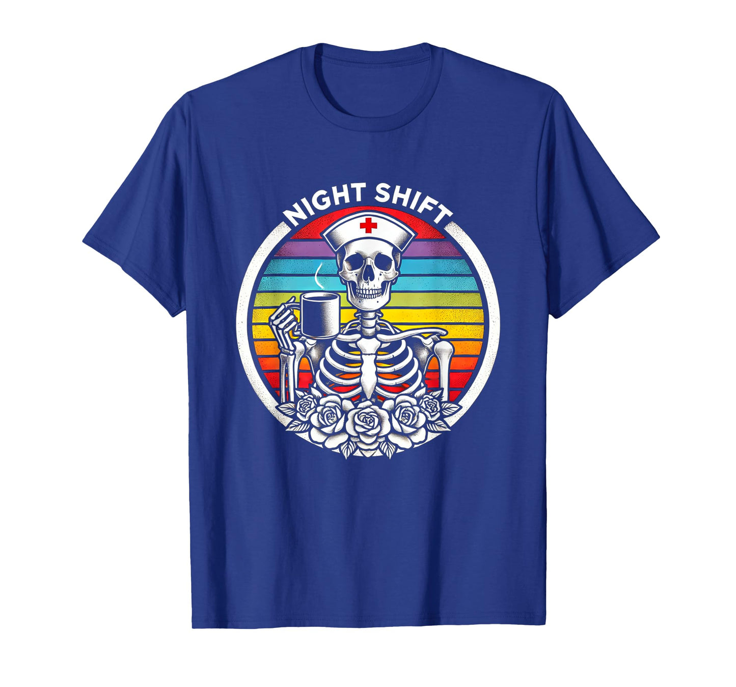 Funny Night Shift Nurse Skeleton Women Halloween RN Nurses T-Shirt