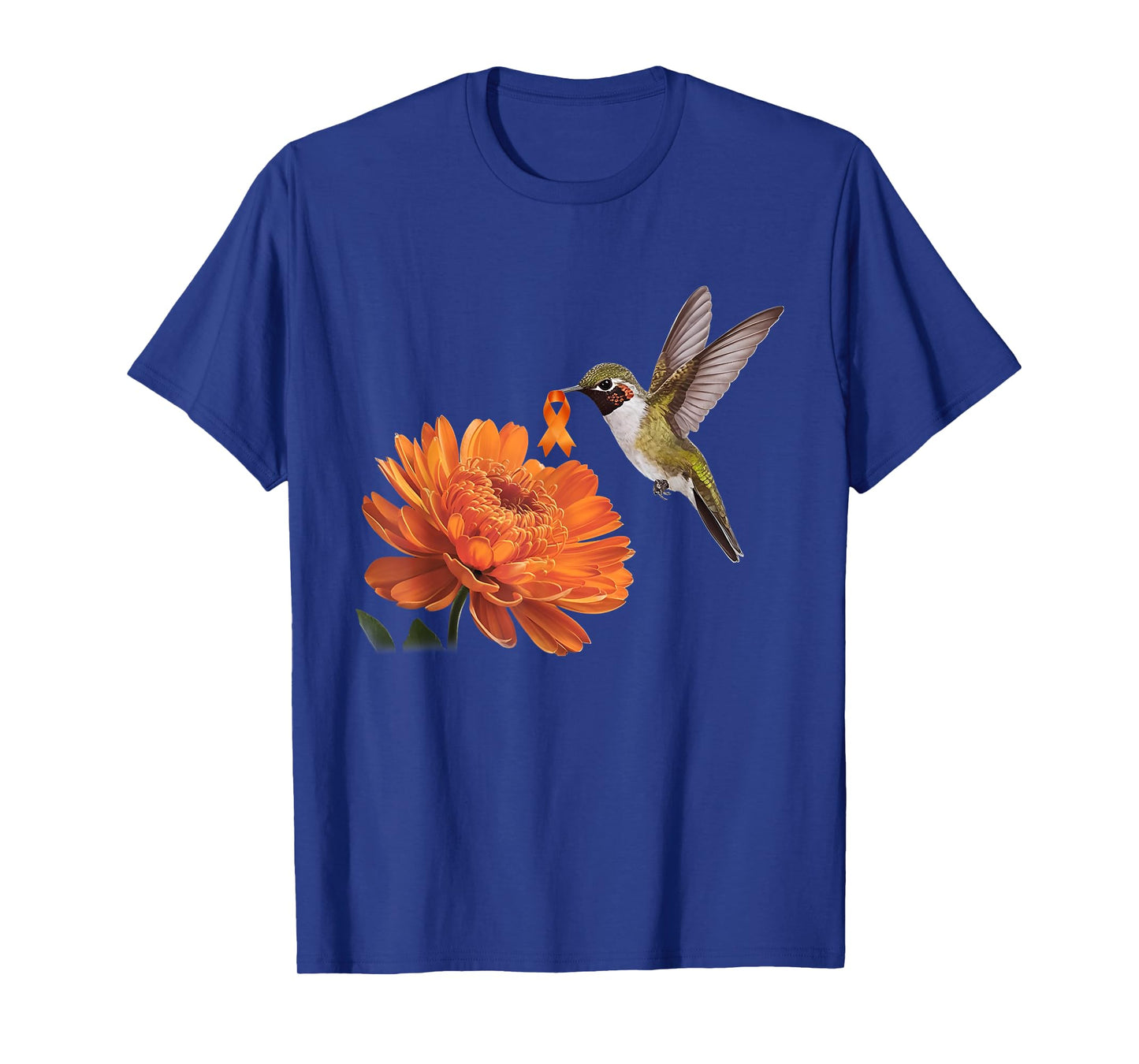 Hummingbird Sunflower Daisy Orange Ribbon Leukemia Awareness T-Shirt