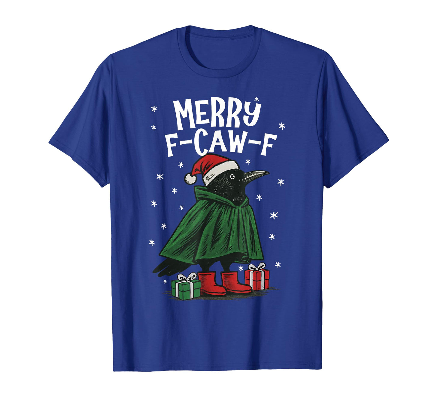 Merry F-Caw-F Funny Christmas Black Crow Merry Xmas F-Caw-F T-Shirt