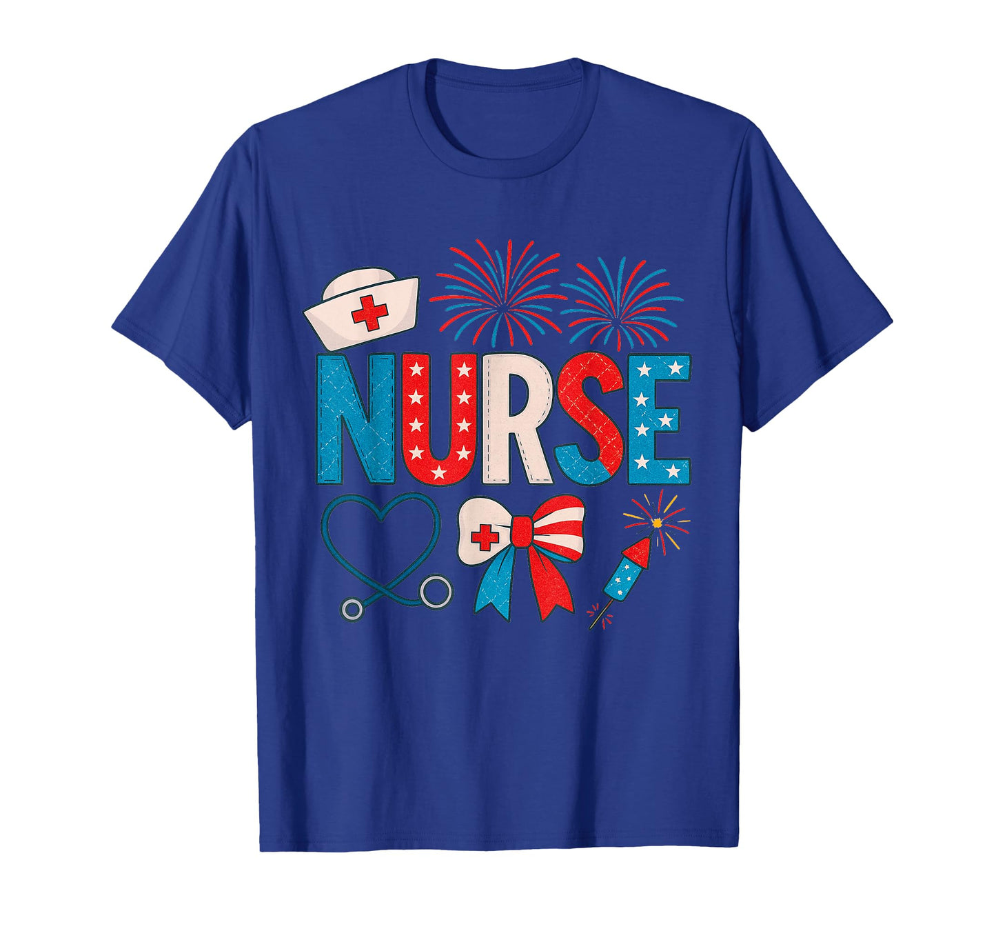 4th July Nurse Coquette Red, White and Blue Independence Day T-Shirt