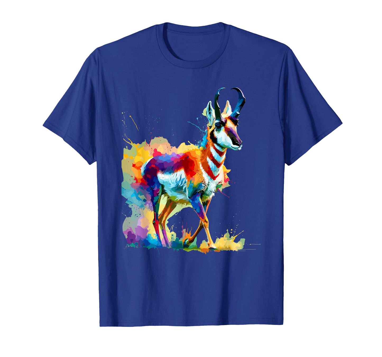 Colorful Splash Art Pronghorn American Antelope Pronghorns T-Shirt