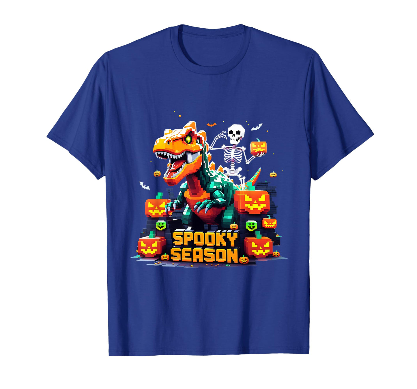 Spooky Season Pixel Skeleton Dinosaur Gift T-Shirt