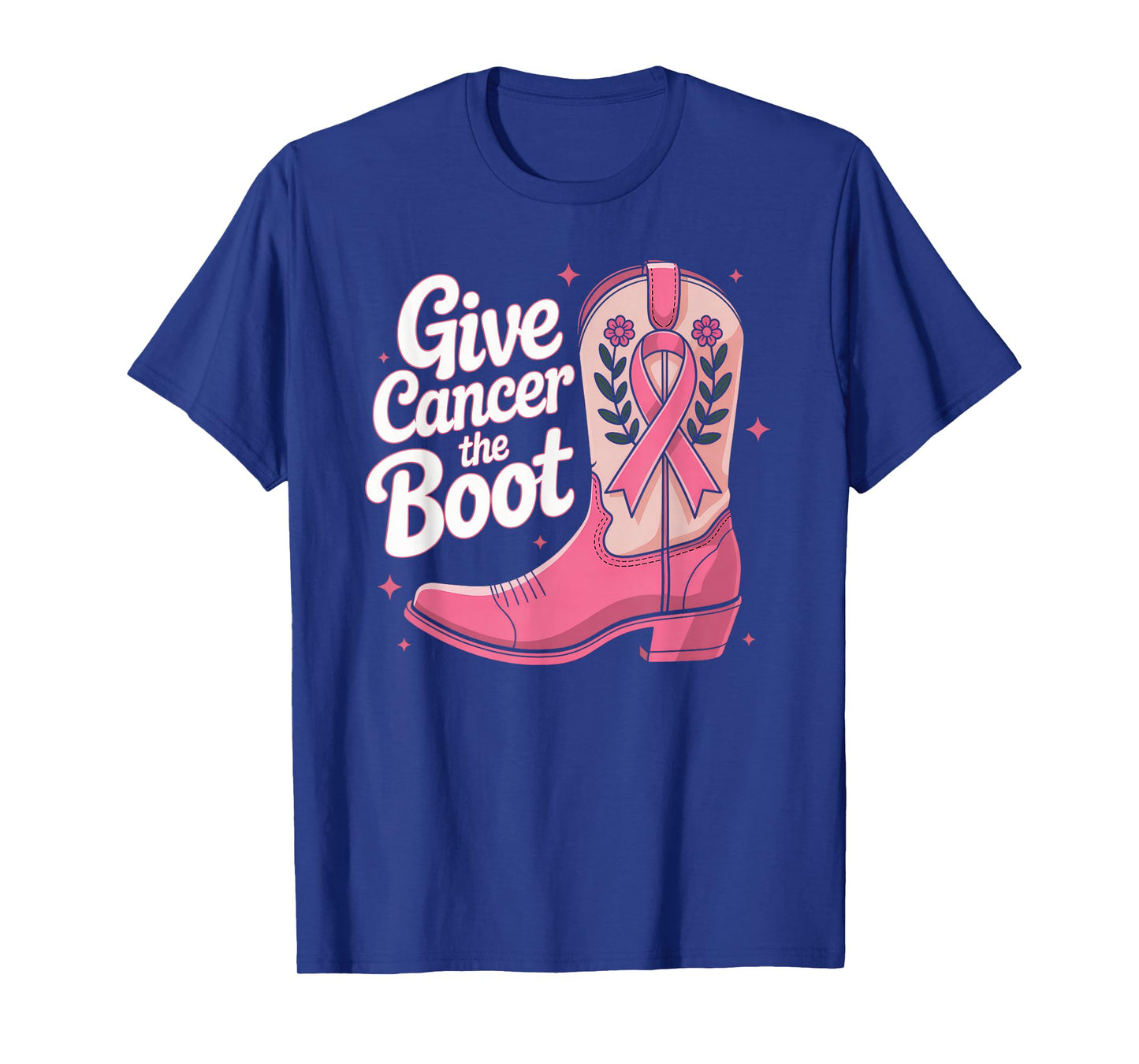 Give Breast Cancer The Boot Cowgirl Cancer Awareness Ribbon T-Shirt