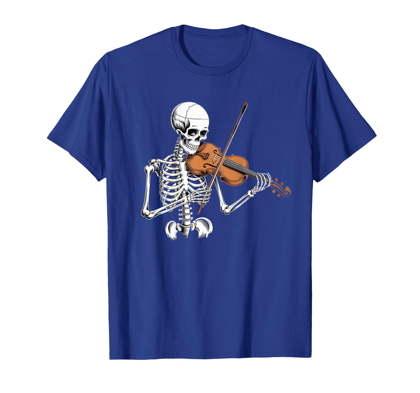 Backprinted Skeleton Playing Violin Music Funny Skeleton T-Shirt